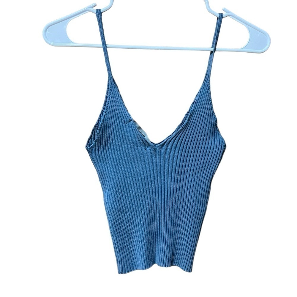 Forever 21 Blue Cropped Robbed Fitted Tank Top Women’s Size Medium